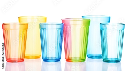 Colorful plastic glass isolated on white background