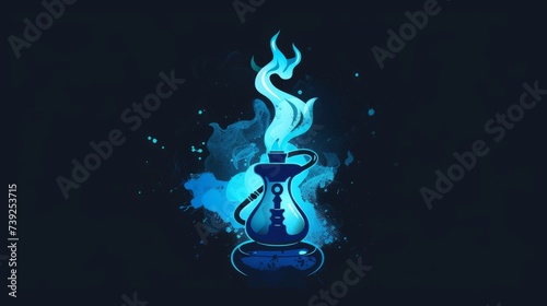 logo for Adega e Tabacaria Mil Grau with black background and black and blue colors, include hookah  photo