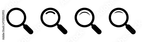 Magnifying glass icon, vector magnifier or loupe sign. Web search icon.