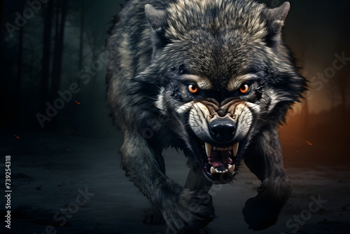 Ominous Killer Wolf Banner - Eerie Atmosphere Intensified with a Plain  Unobtrusive Background
