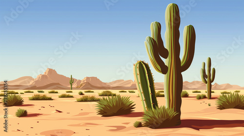 Cactus ini the dessert with blue sky background 
