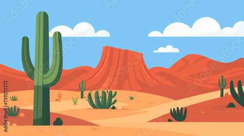 Cactus ini the dessert with blue sky background  photo
