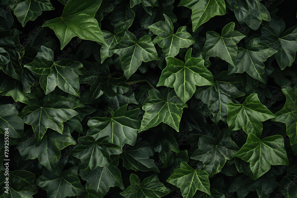 close up horizontal image of a green ivy background Generative AI - obrazy, fototapety, plakaty 