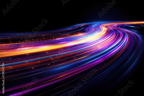 Futuristic technology background with glowing lines abstract illustration of speed and motion representing fast paced digital connectivity and data flow ideal for concepts to internet transportation