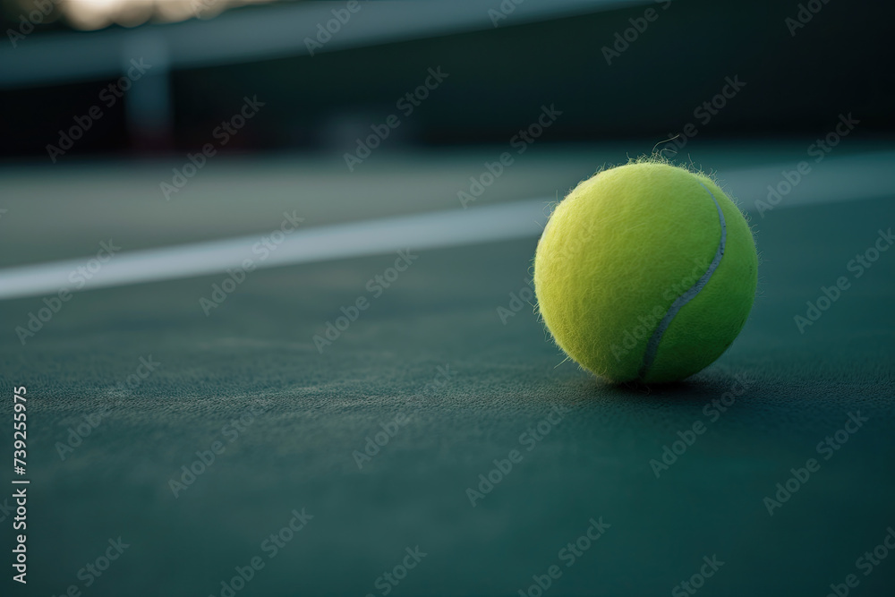 close up a tennis ball on a tennis court