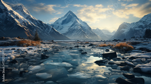 Obraz na płótnie Les glaciers fondent, les océans montent. La nature pleure, mais l'homme, sourd à ses cris, poursuit sa course aveugle vers la destruction.
