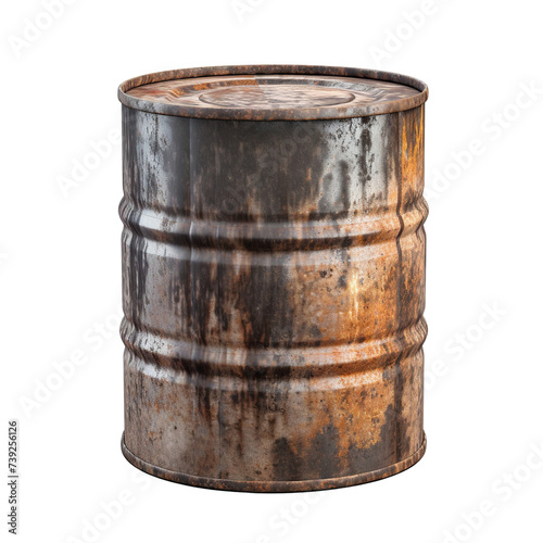Rusted metal barrel cut out