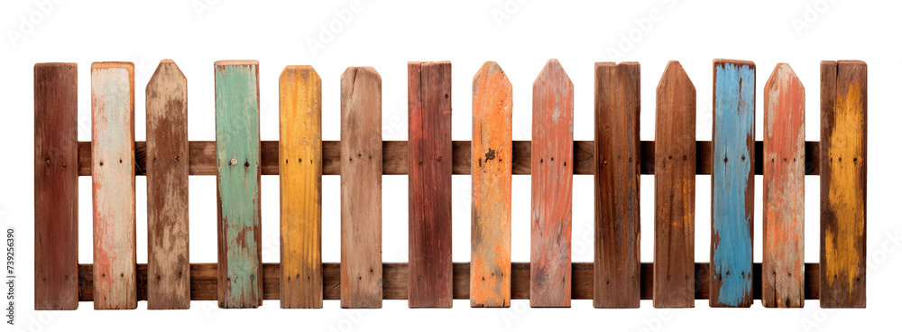Colorful wooden fence, cut out Colorful wooden fence, cut out