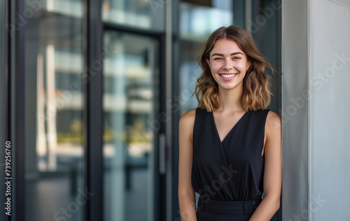Free Download Confident Young Professional Woman in Urban Setting - GFXLoad