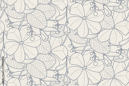 Tropical leaf line art wallpaper background vector. Natural monstera and banana leaves pattern design in minimalist linear. 