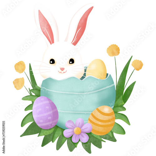 easter bunny with basket of eggs