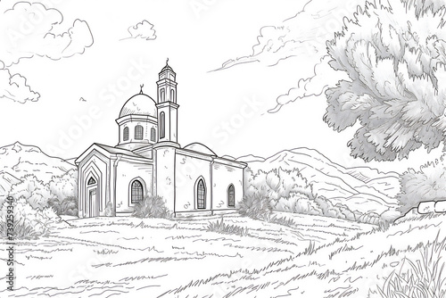 Coloring Pages of mosque in country