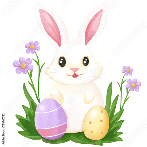 easter bunny with easter eggs