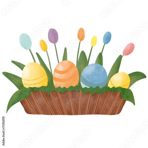 easter cake with eggs and flowers
