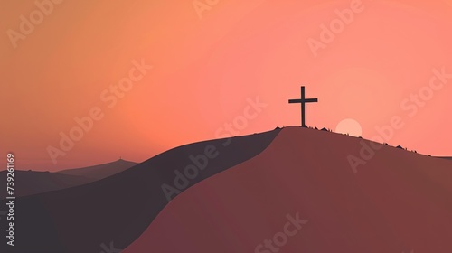 The cross on top of the hill, Easter Week. It represents the cross of Jesus Christ.