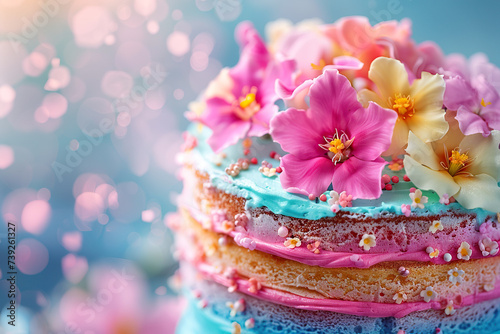 A floral fantasy, vibrant blossom cake. 