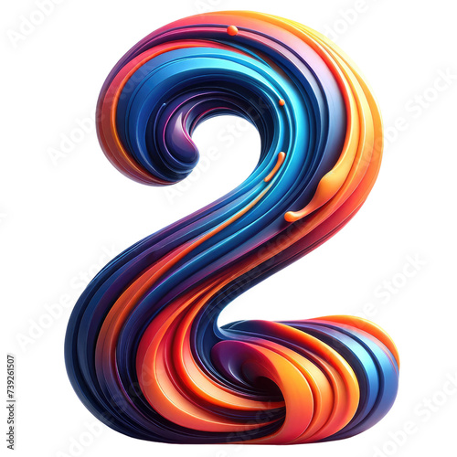 Colorful Abstract Swirl Number Two Design