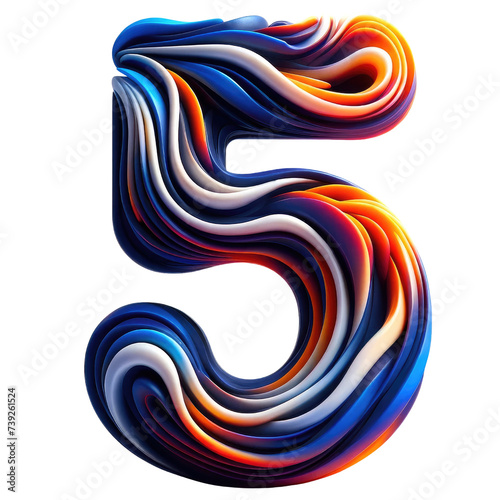 Colorful Abstract Swirl Number Five Design