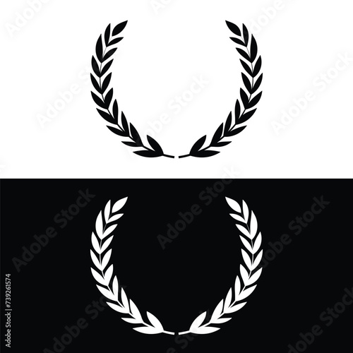 Laural Wreath Illustration, Leave Illustration black & white