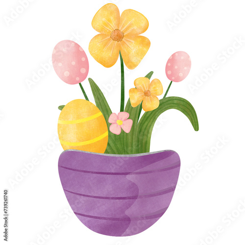 easter eggs and flowers