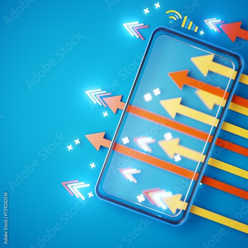 smartphone 3D illustration. abstract background. 3D rendering image. object geometry design. digital technology concept. smart mobile phone border. display stage online advertising. network media app