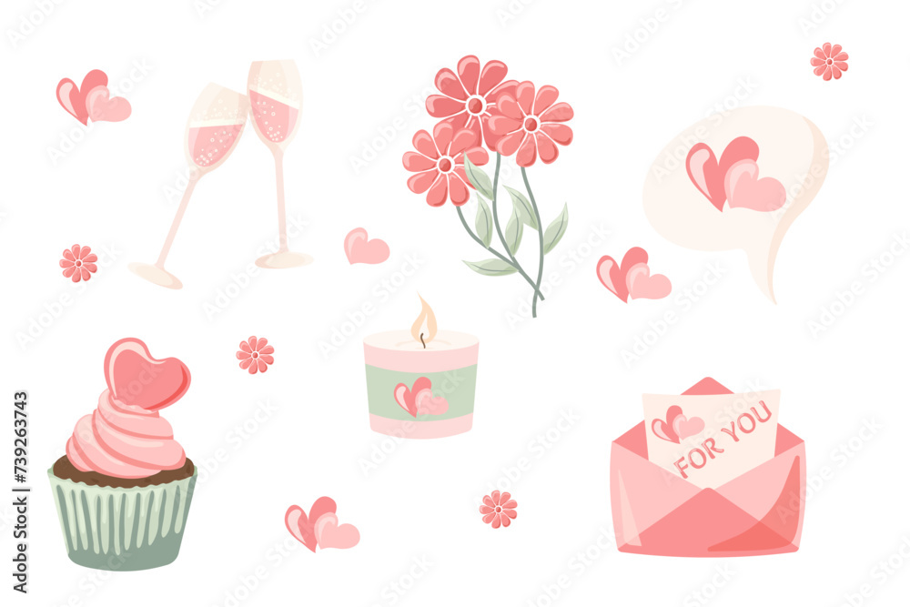 Cartoon style vector illustration. Trendy modern valentines day illustration , isolated on white background, hand draw. Vector illustration