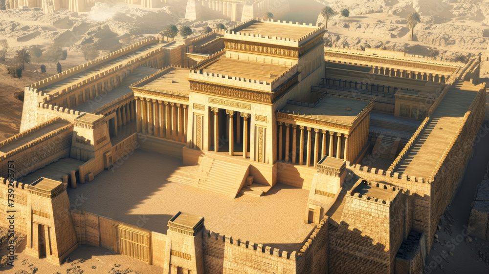 Fototapeta premium Second Temple of Jerusalem built by Herod in the time of Jesus Generative AI Illustration
