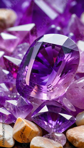 Amethyst Gemstone, Precious, Purple, Luxury, Jewelry, Gem, Fashion, Accessories, Sparkle, Glitter, Expensive, Rare, Shiny, Elegant, AI Generated
