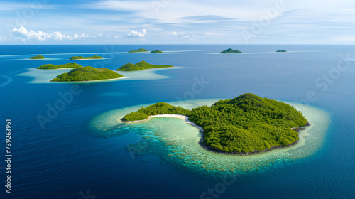 Wild tropical paradise islands in the middle of the blue ocean natural beauty Generative AI Illustration