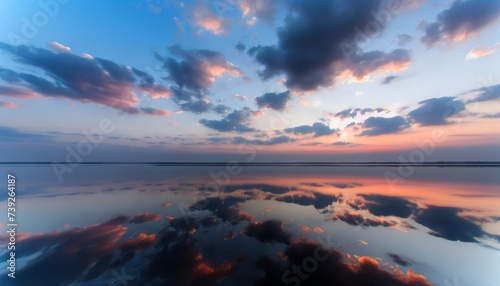 Serene Sunset Reflections on Calm Water Surface