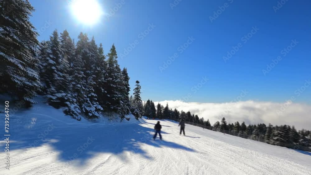Skiing is a mode of transport, recreational activity and competitive winter sport in which the participant uses skis to glide on snow. Also called downhill skiing, alpine skiing typically takes place Skiing is a mode of transport, recreational activity and competitive winter sport in which the participant uses skis to glide on snow. Also called downhill skiing, alpine skiing typically takes place