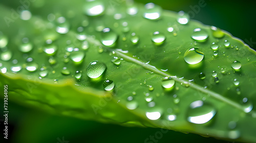 Morning dew is attracted by fresh green leaves