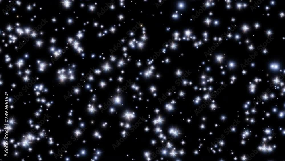 Loop vertical vdo glow white blue stars particles falling down optical ...