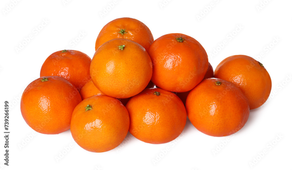 Many fresh ripe tangerines isolated on white Many fresh ripe tangerines isolated on white