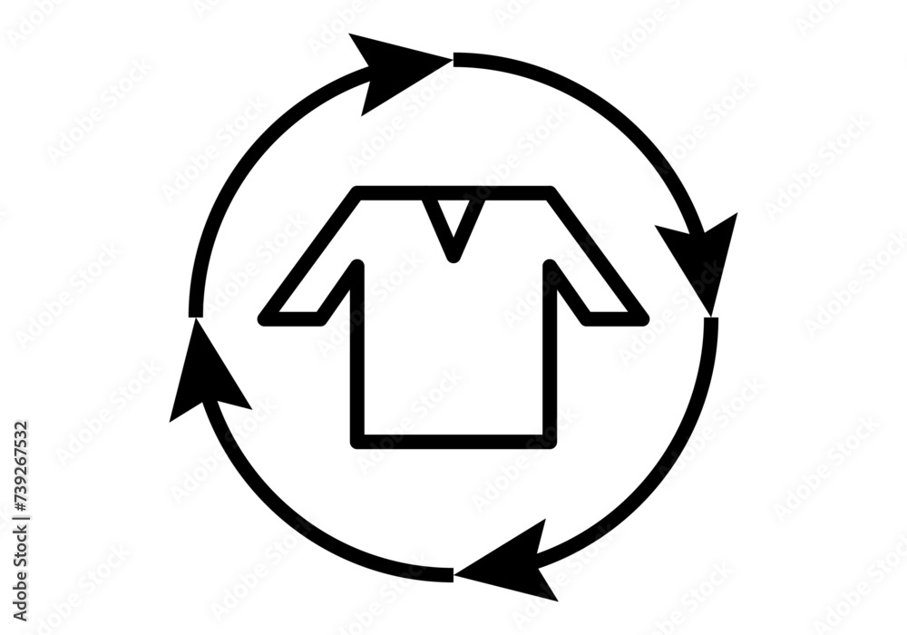 Icono negro de reutilizar ropa de segunda mano.