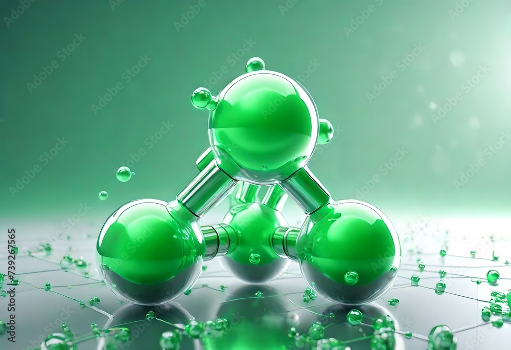 Green Hydrogen H2 gas molecule. Production of green hydrogen energy ...