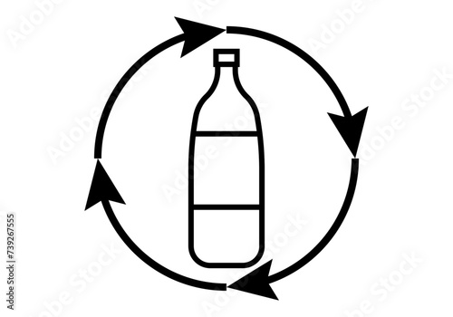 Icono negro de botella para reutilizar y reciclar. 