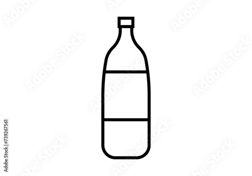 Icono nebro de botella de plástico en fondo blanco.