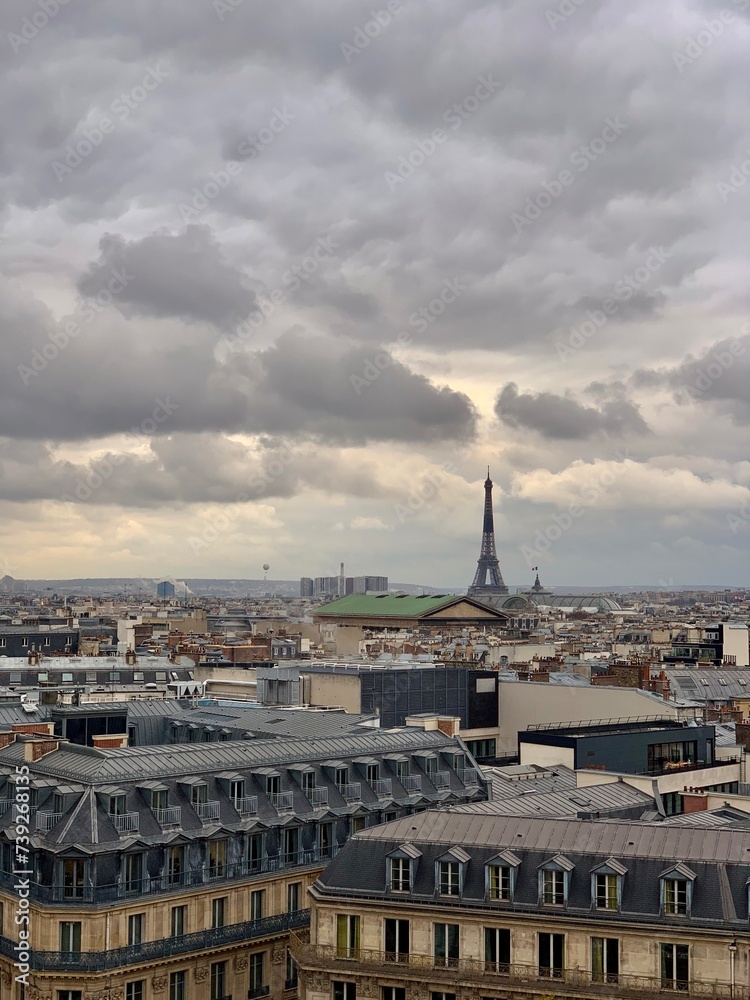 City, park, louvre, eiffel tower in Paris, France