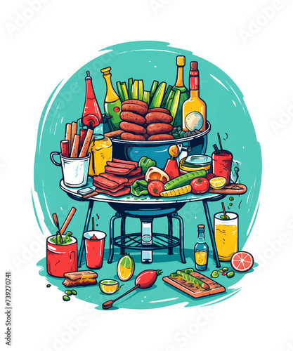 Food BBQ Tshirt Design PNG, Print for White Background