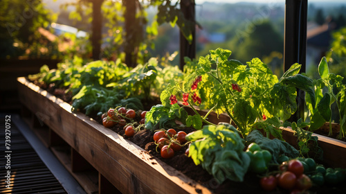 green urban living rooftop garden vegetables plant