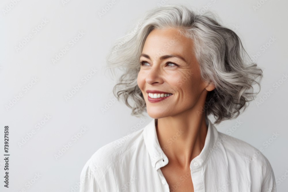 Happiness is an inside job. Portrait of an attractive mature woman in gymwear leaning against a gray wall.