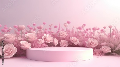Pink rose petals and candle