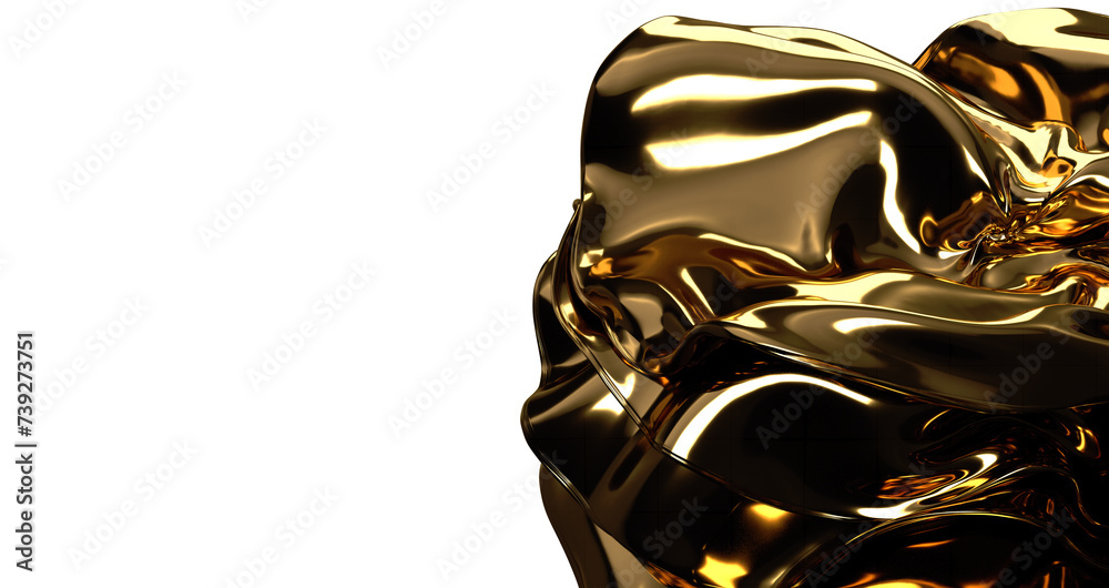 Gilded Waves: Abstract 3D Gold Cloth Illustration with Fluid and Dynamic Motions Gilded Waves: Abstract 3D Gold Cloth Illustration with Fluid and Dynamic Motions