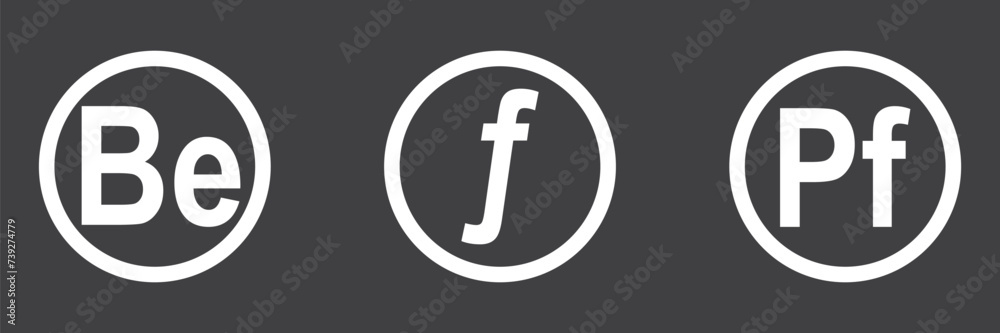 Fototapeta premium Adobe Creative Cloud icon set : Illustrator, Photoshop, Premiere Pro, Acrobat, Behance, After Effects, InDesign, Media Encoder. Used in web in eps 10.