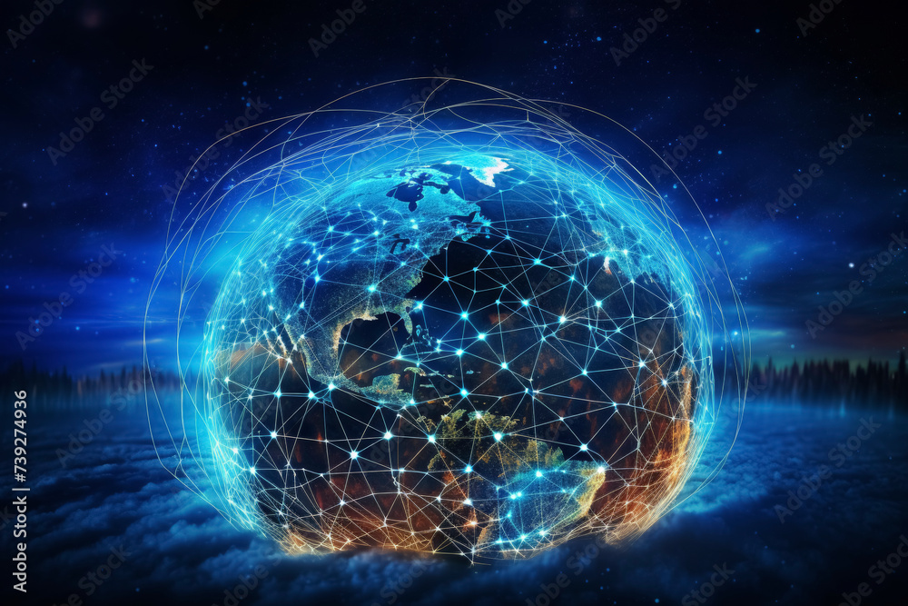 Digital Globe Network Representing Global Connectivity Digital Globe Network Representing Global Connectivity