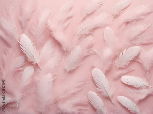 pink background with soft feathers.