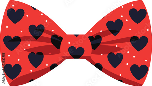 bow tie with hearts flat design vector illustration