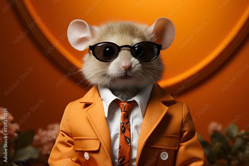 Mouse in Fashionable Outfit, Ideal for Dynamic and People-Oriented Marketing.
