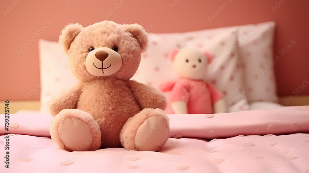 Warm scene with stuffed teddy bear